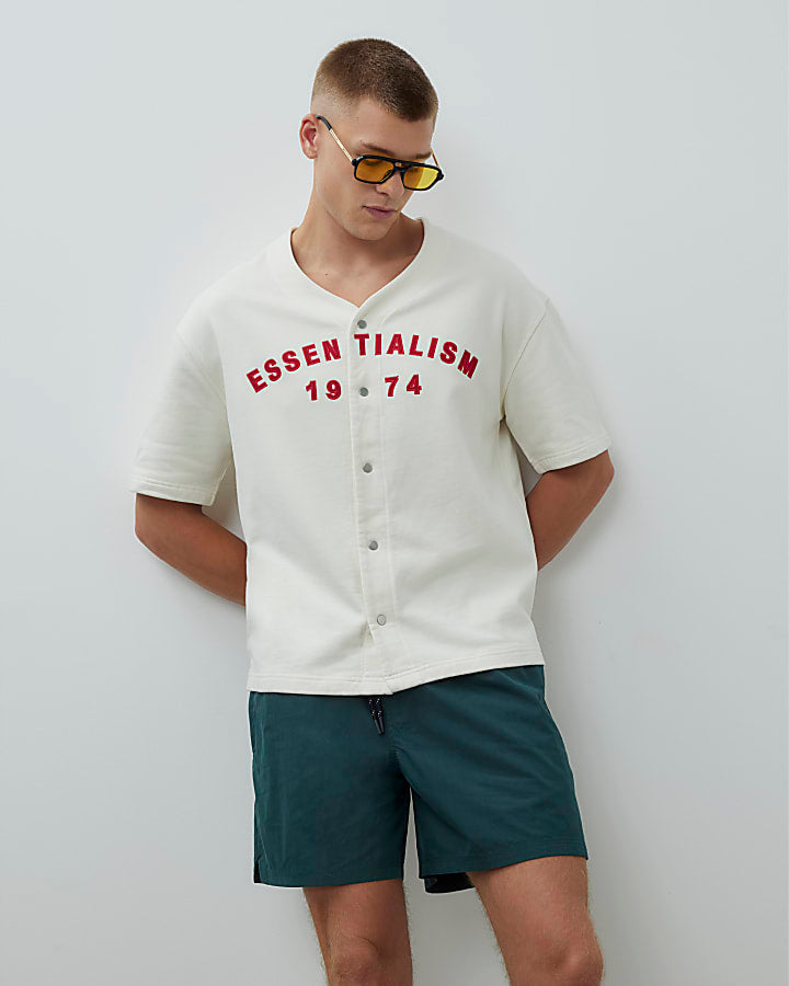 White Regular Fit Essentialism Baseball Shirt