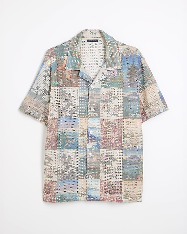 Cream Regular Fit Japanese Scenic Shirt