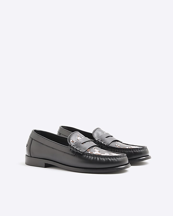 Black Pink Premium Cherry Blossom Loafers