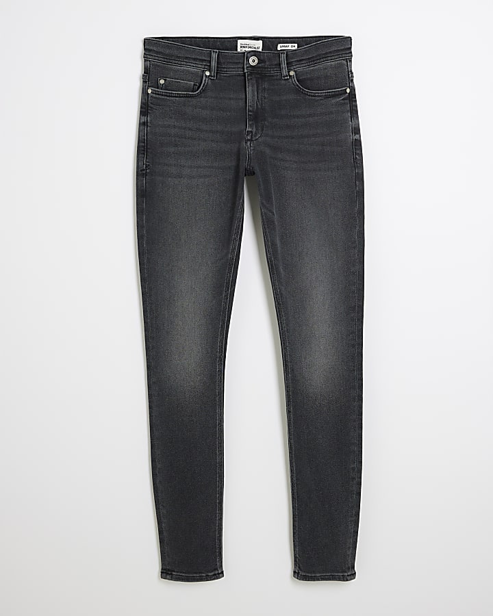 Black Spray On Embroidered Jeans
