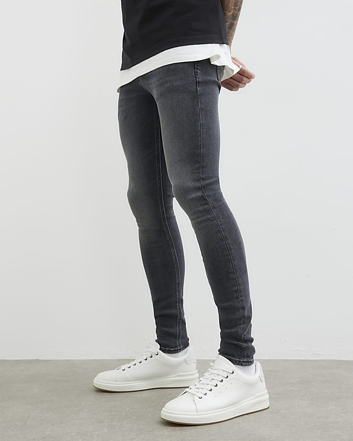 Black Spray On Embroidered Jeans
