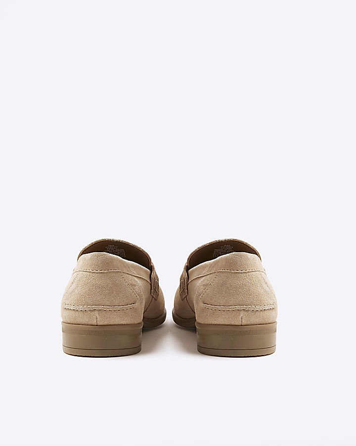 Beige Suede Tassel Loafers