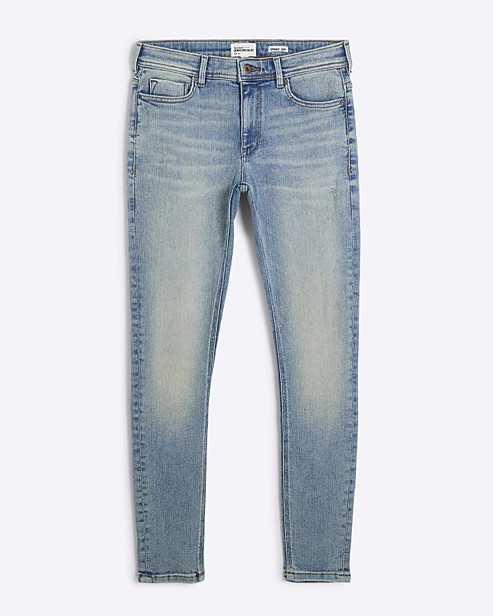 Blue Spray On Skinny Jeans