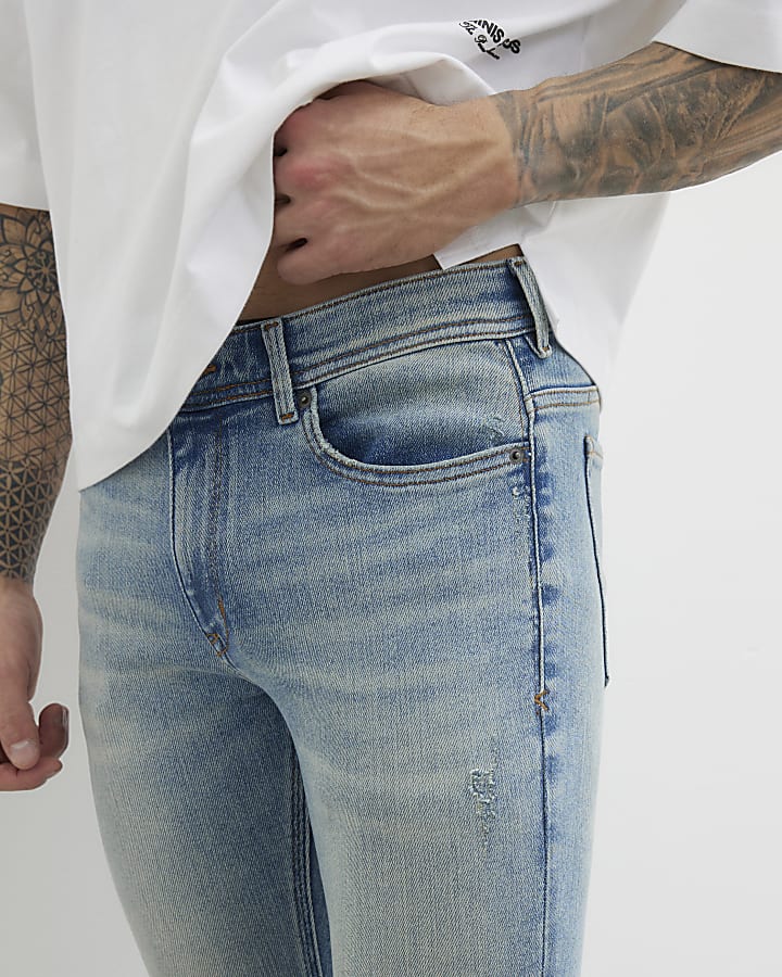 Blue Spray On Skinny Jeans