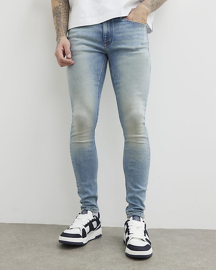 Blue Spray On Skinny Jeans