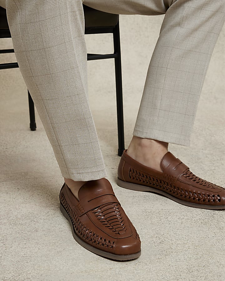 Brown Woven Loafers