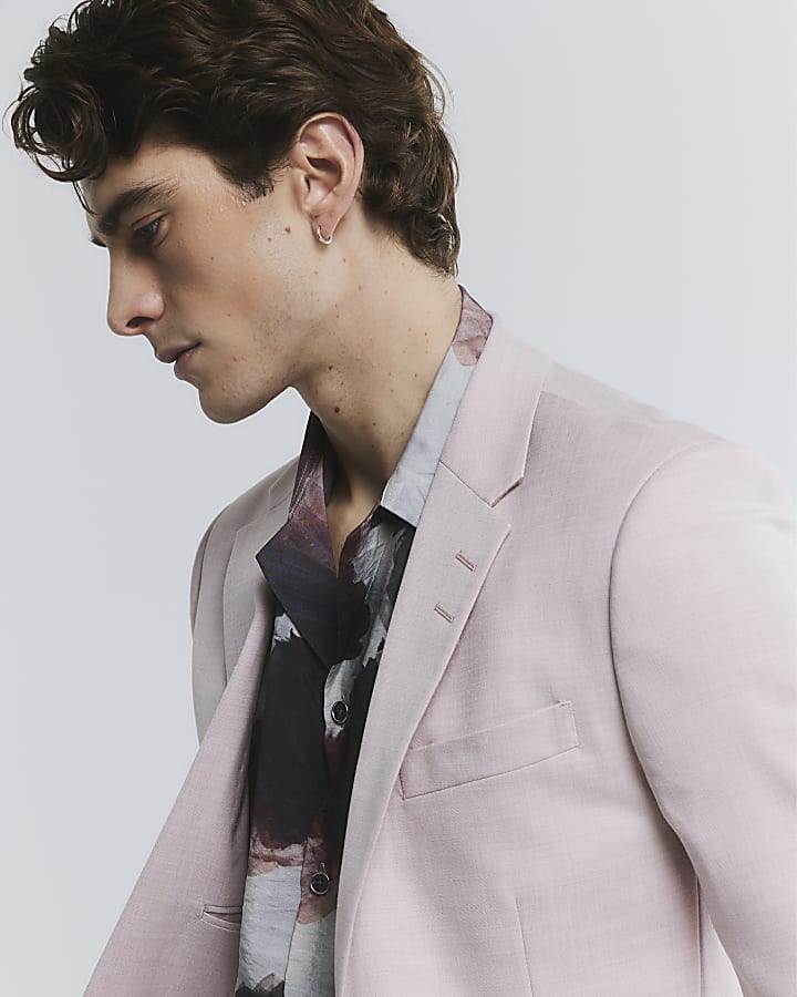 Pink Skinny Fit Suit Jacket