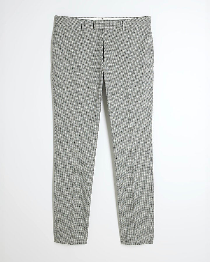Grey Puppytooth Skinny Suit Trousers