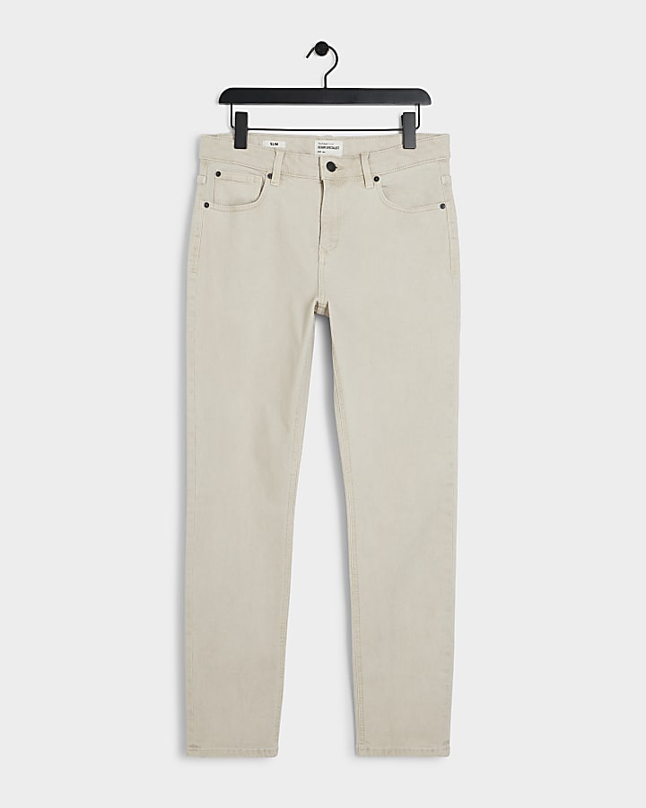 Cream slim fit jeans
