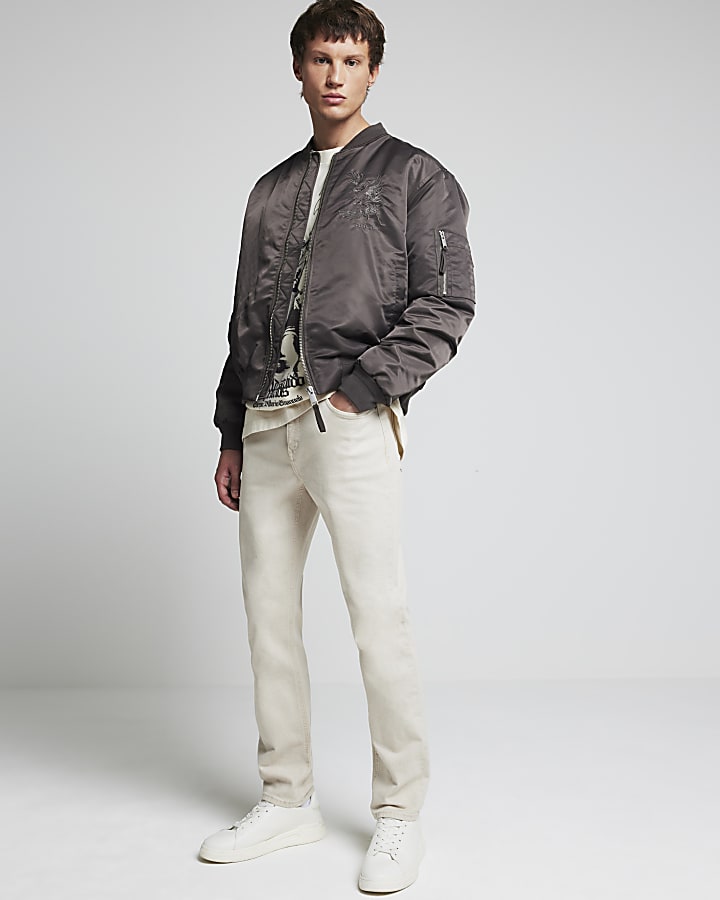 Cream slim fit jeans