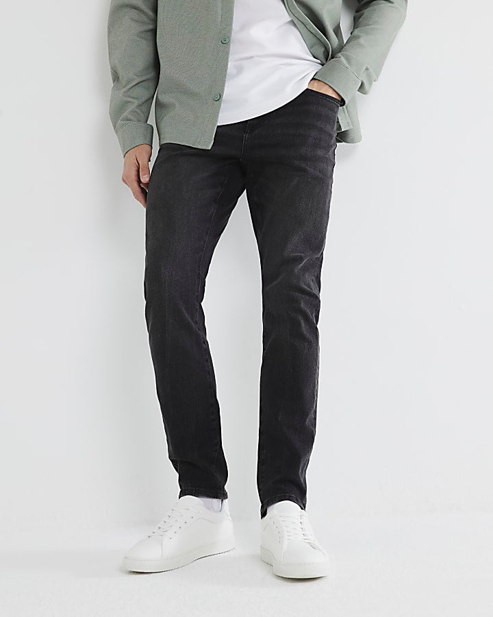 Black Skinny Fit Washed Jeans