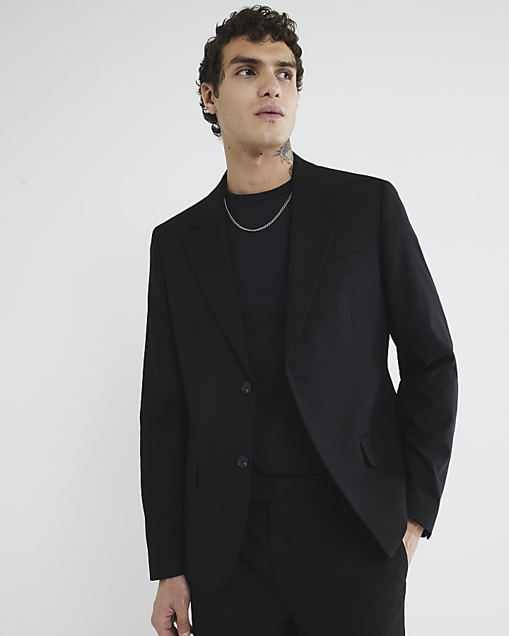 Black Stretch Skinny fit suit jacket