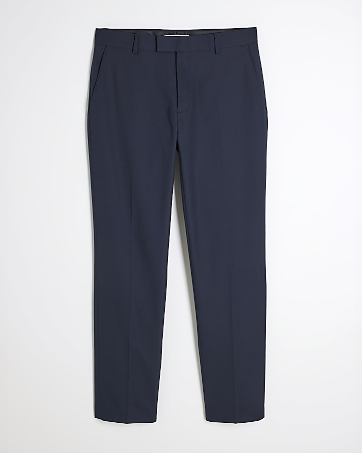 Navy Stretch Slim Fit Suit Trousers