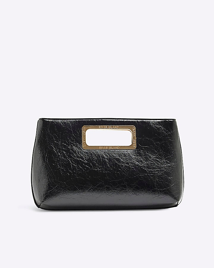 Black Metal Handle Clutch Bag