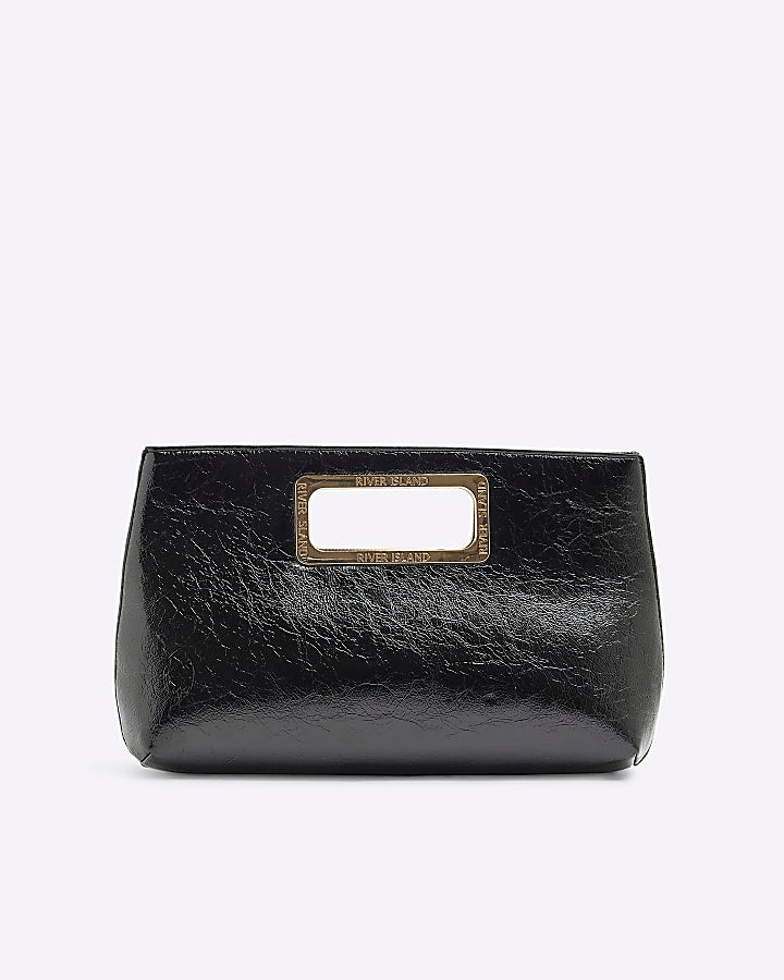 Black Metal Handle Clutch Bag