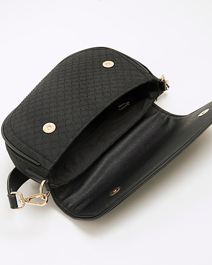 Black RI Monogram Shoulder Bag