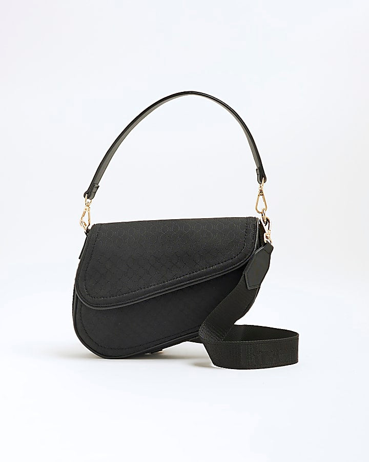 Black RI Monogram Shoulder Bag