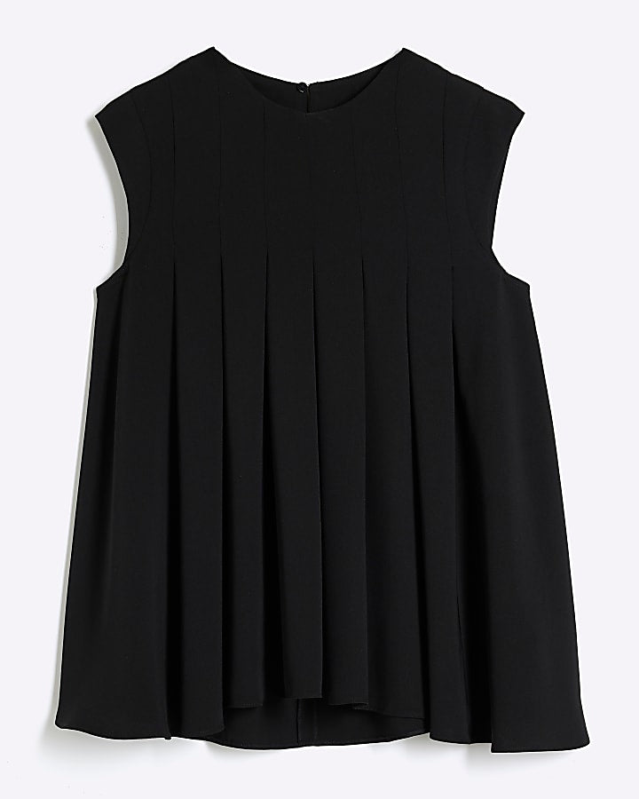 Black Pleated Tank Top