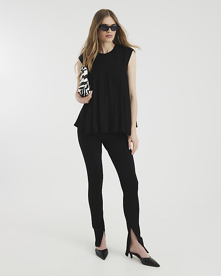 Black Pleated Tank Top