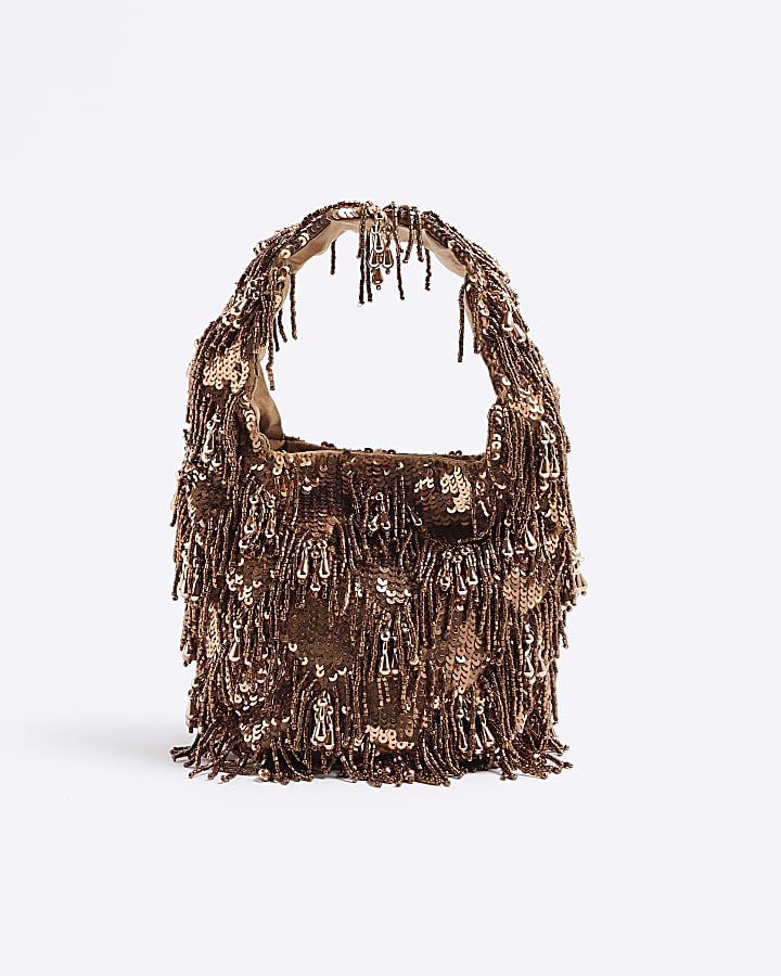 Brown Premium Beaded Grab Bag