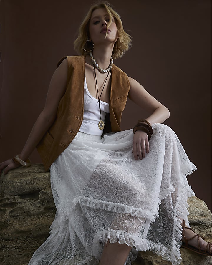 White Lace Maxi Skirt