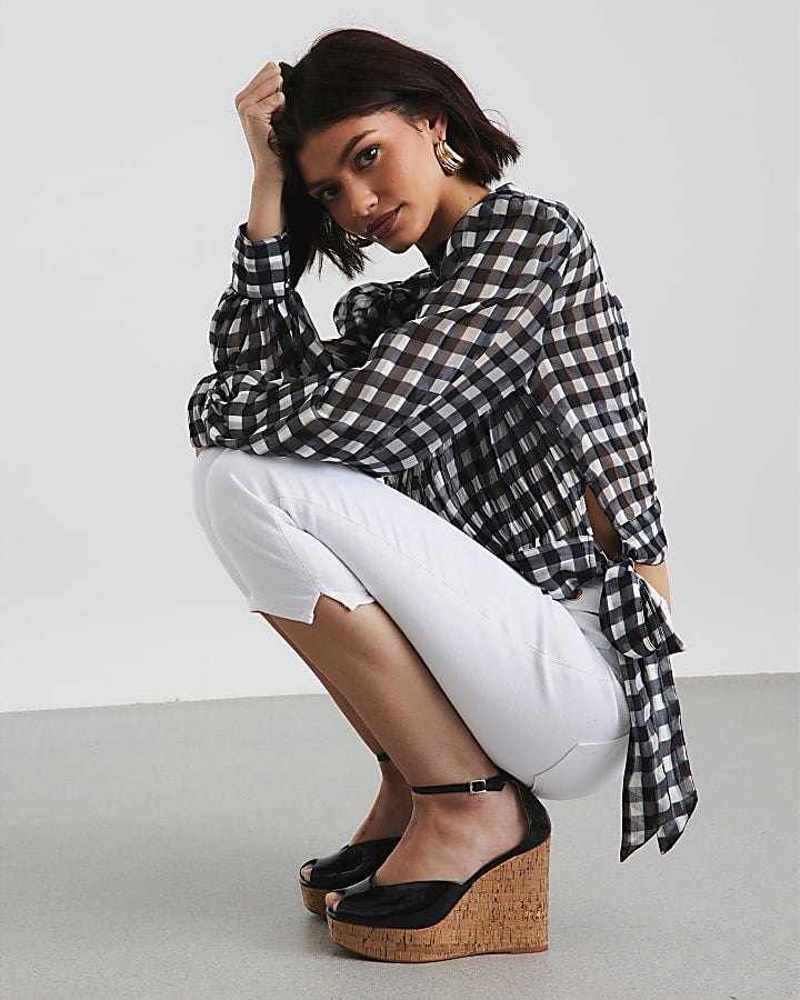Black Peep Toe Court Wedges