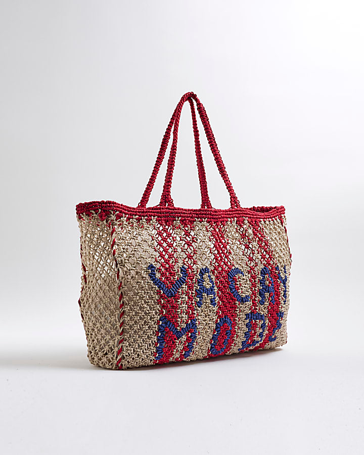 Beige Crochet Vacay Mode Shopper Bag