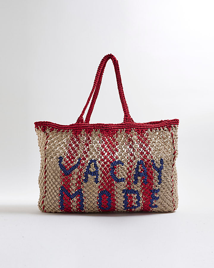 Beige Crochet Vacay Mode Shopper Bag