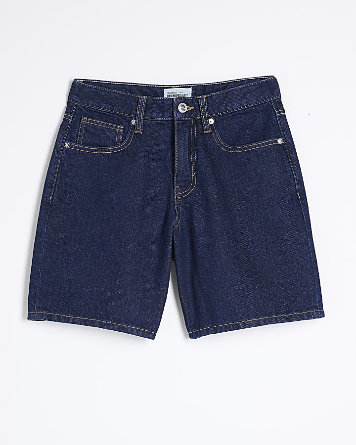 Petite Blue Denim Longline Bermuda Shorts