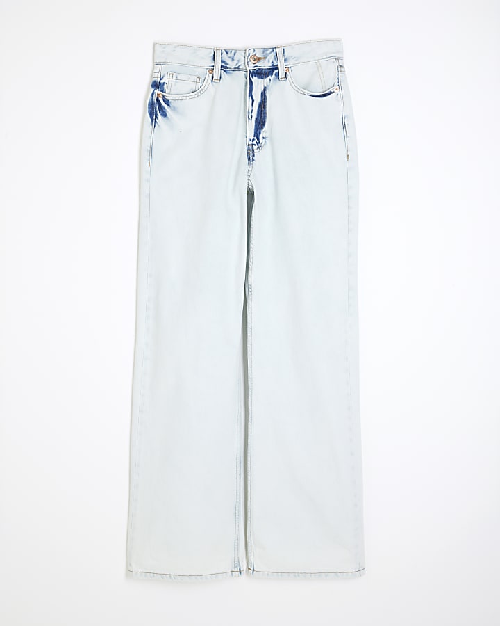 Ecru high waisted relaxed straight leg jeans