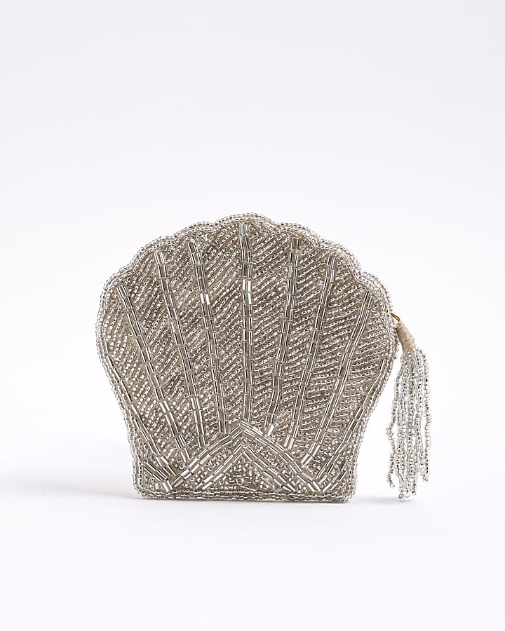Cream Premium Shell Beaded Purse