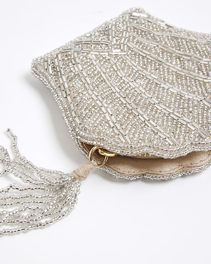 Cream Premium Shell Beaded Purse