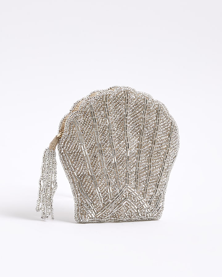 Cream Premium Shell Beaded Purse