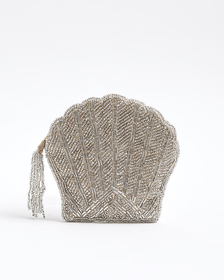 Cream Premium Shell Beaded Purse