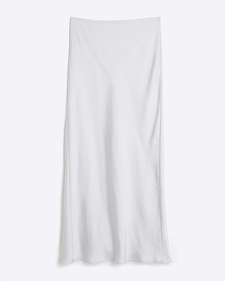 Silver Satin Maxi Skirt