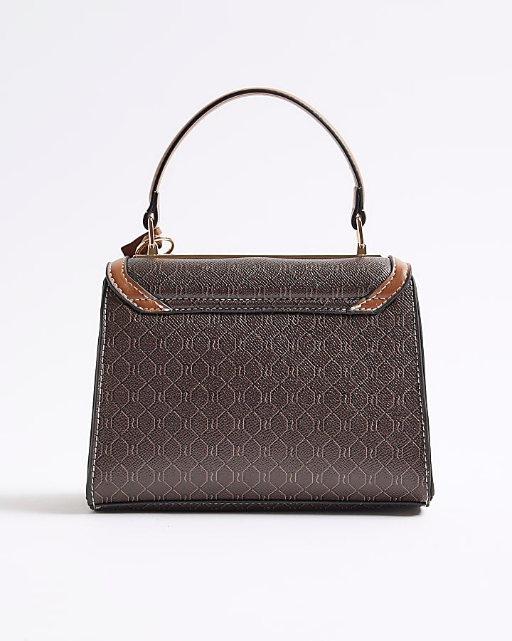 Brown RI Monogram Mini Tote Cross Body Bag
