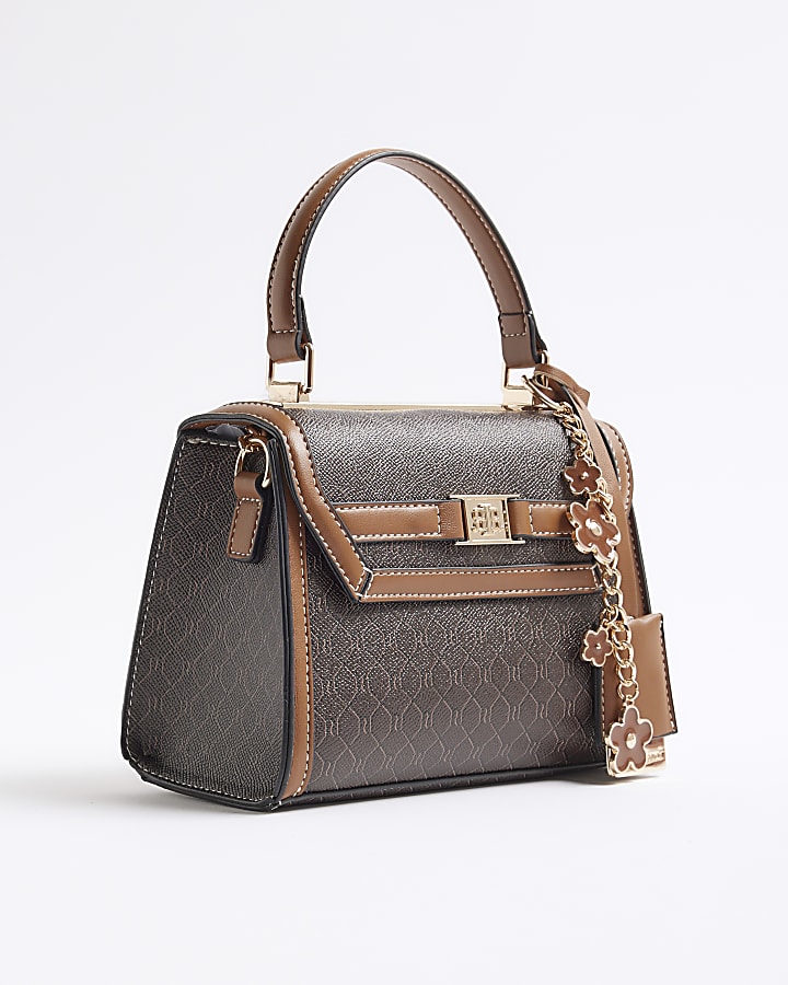 Brown RI Monogram Mini Tote Cross Body Bag