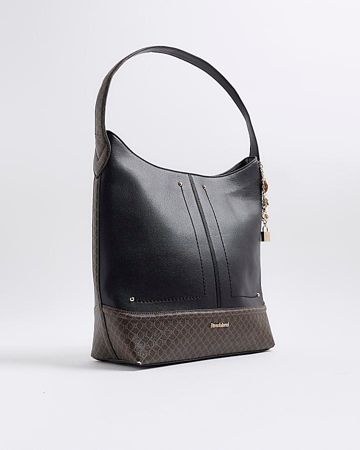 Black Curve Top Charm Shoulder Bag