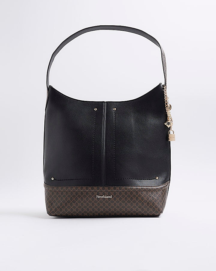 Black Curve Top Charm Shoulder Bag