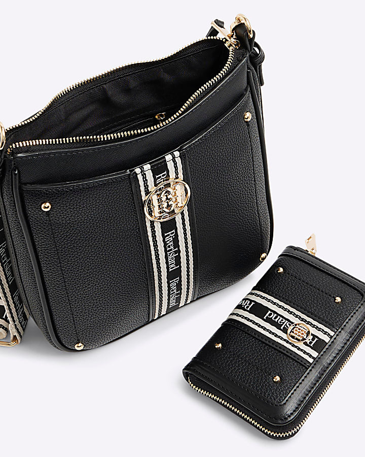 Black Branded Messenger Bag And Purse Bundle