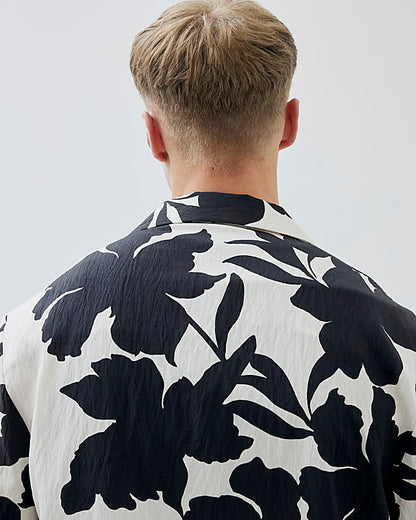 Black Regular Fit Floral Print Shirt