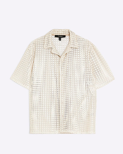 Cream Artisan Laser Cut Shirt