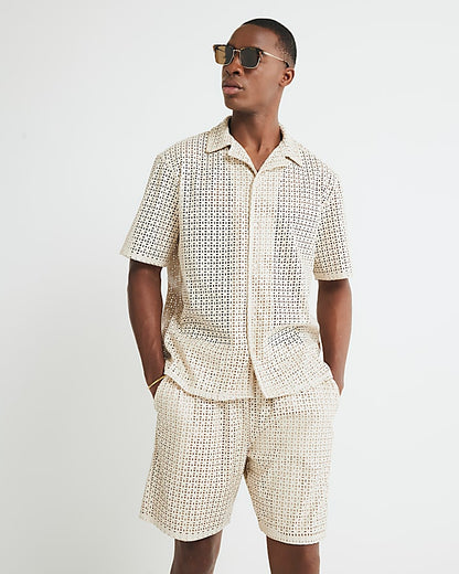 Cream Artisan Laser Cut Shirt