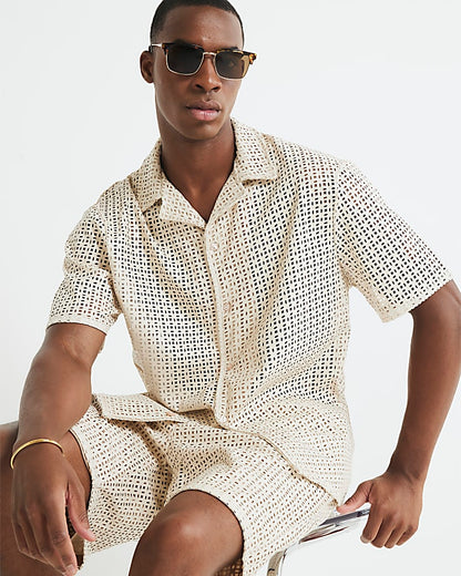 Cream Artisan Laser Cut Shirt