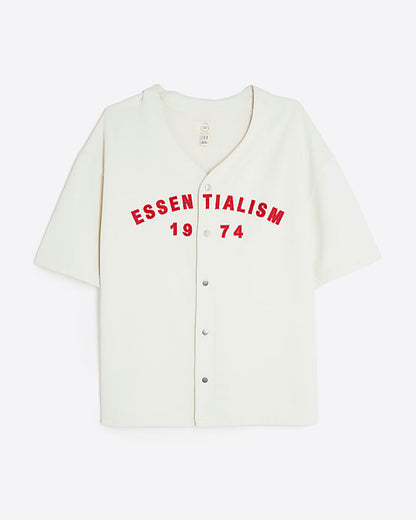 White Regular Fit Essentialism Baseball Shirt