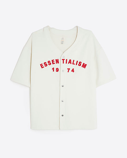 White Regular Fit Essentialism Baseball Shirt