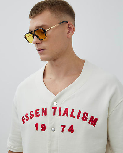 White Regular Fit Essentialism Baseball Shirt