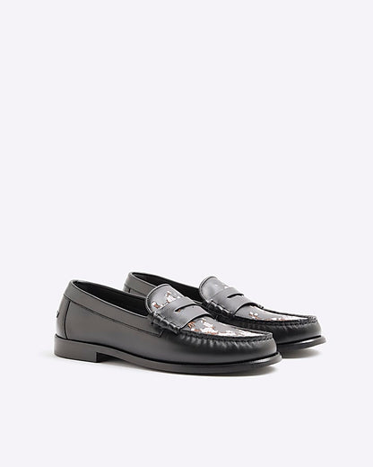 Black Pink Premium Cherry Blossom Loafers