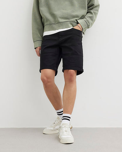 Black Slim Fit Denim Shorts