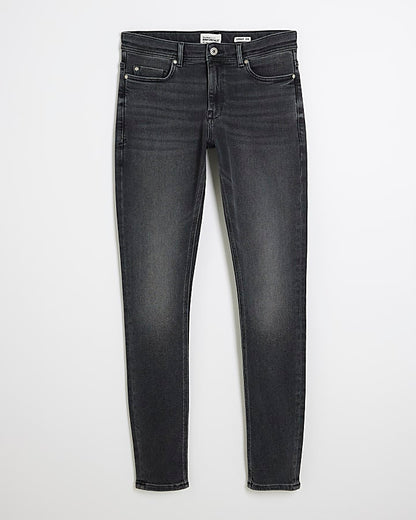 Black Spray On Embroidered Jeans
